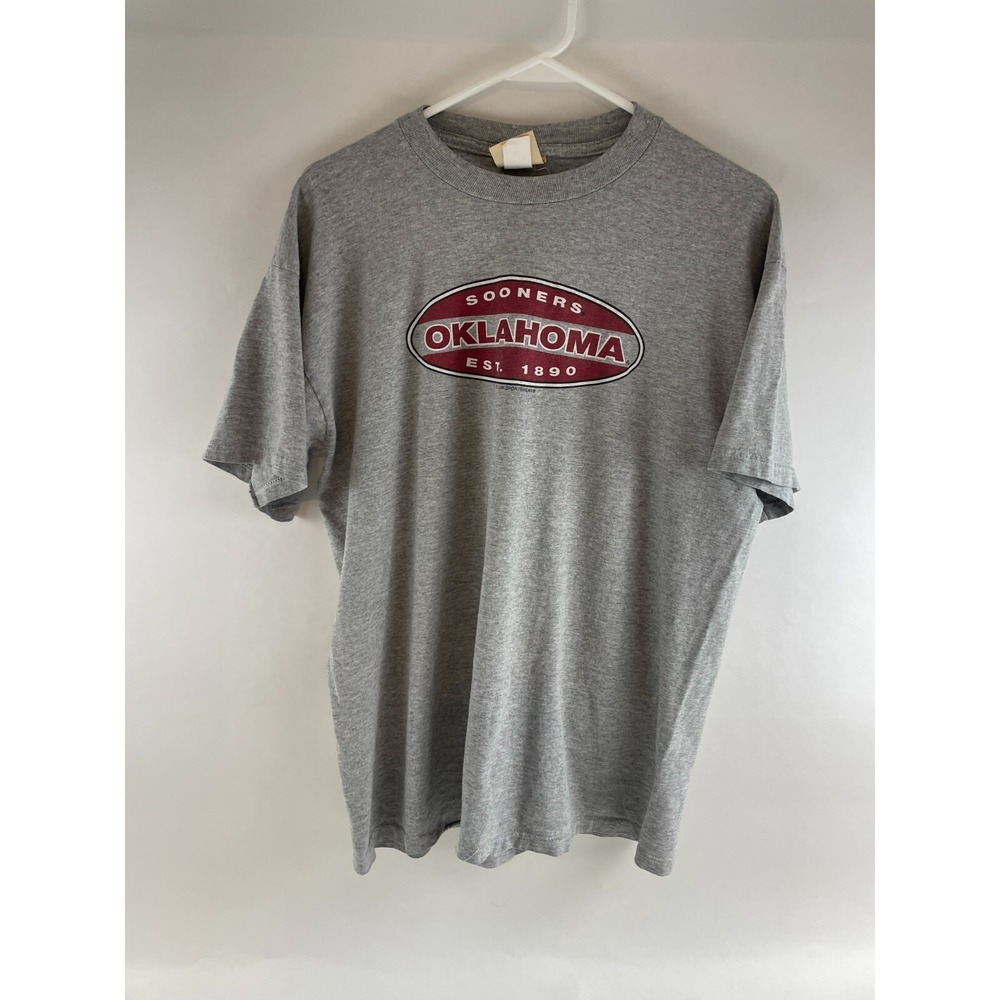Red Oak T-Shirt Men's Size Large Gray Heather OKLAHOMA Vintage Short Sleeve